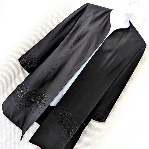 ST. ANTHONY EVENING! STRIKING BLACK IRIDESCENT BEADED EVENING JACKET! SZ 30W - Picture 1 of 13